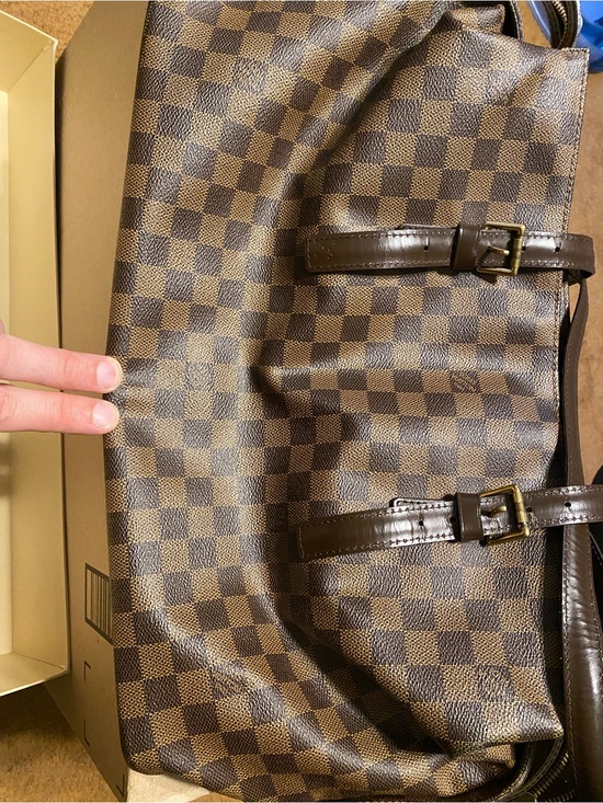 Louis Vuitton Handbags - Louis Vuitton Brown Checkered Tote Bag with Leather Straps
